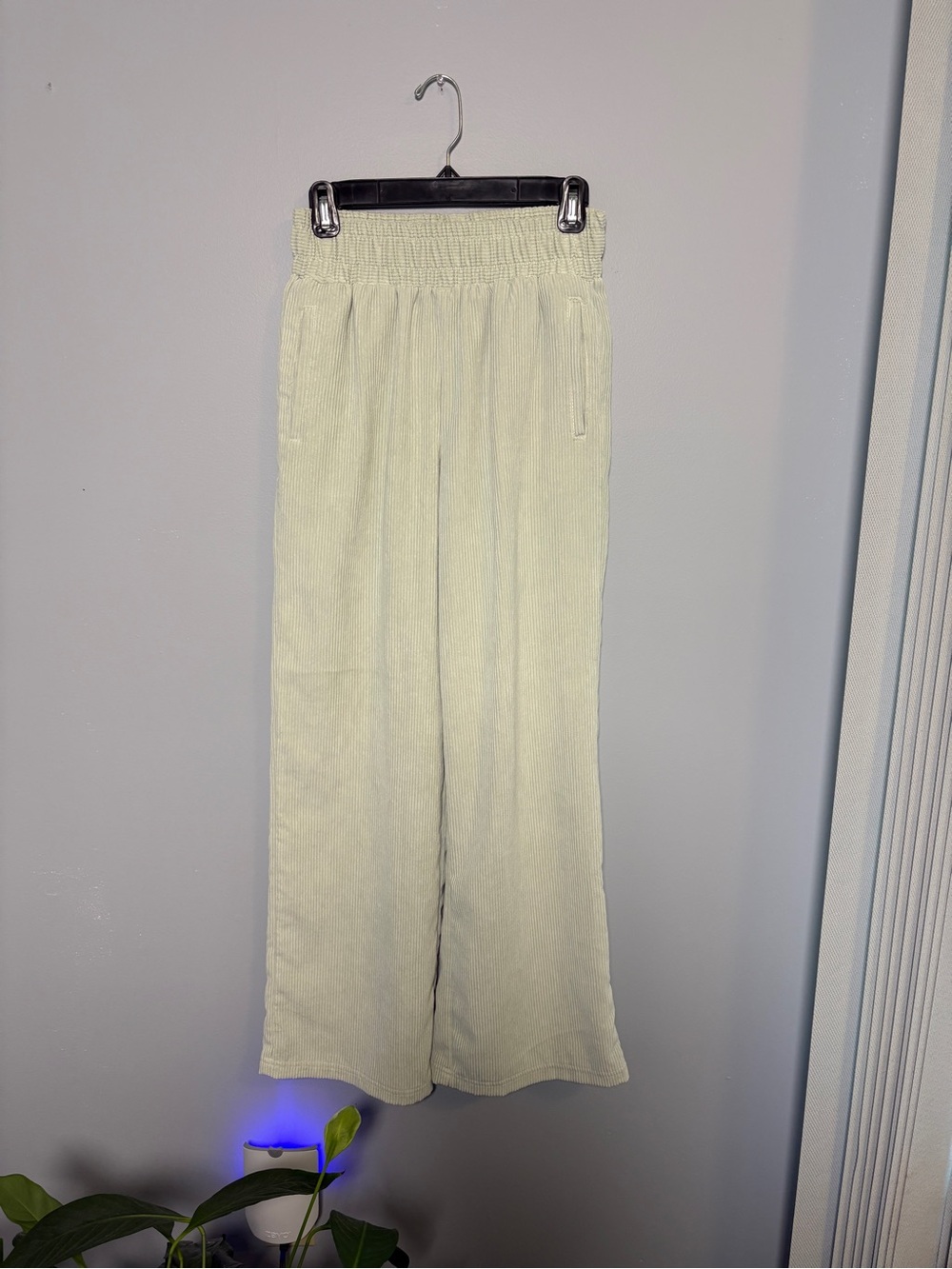 Forever 21 Wide-Leg Corduroy Pants in Light Blue/Green